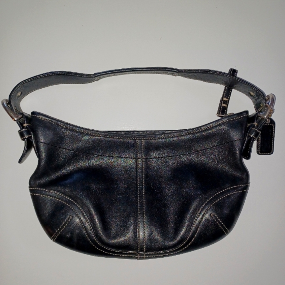 Vintage Rare Coach Black Leather Women's Mini Shoulder Bag Purse